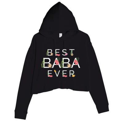 Mothers Day Cute Gift Floral Best Baba Ever Crop Fleece Hoodie