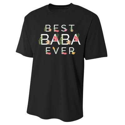 Mothers Day Cute Gift Floral Best Baba Ever Performance Sprint T-Shirt