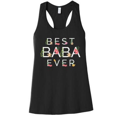 Mothers Day Cute Gift Floral Best Baba Ever Women's Racerback Tank