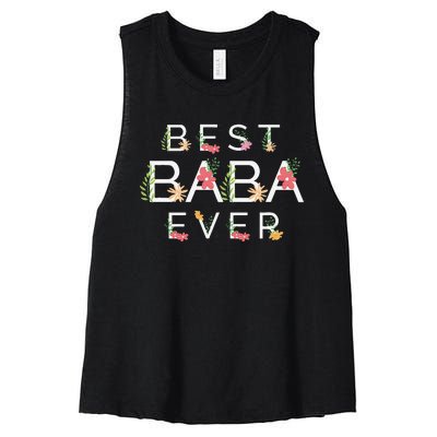 Mothers Day Cute Gift Floral Best Baba Ever Women's Racerback Cropped Tank