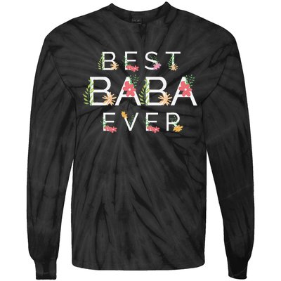 Mothers Day Cute Gift Floral Best Baba Ever Tie-Dye Long Sleeve Shirt