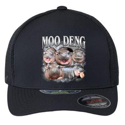 Moo Deng Cute Funny Hippo Flexfit Unipanel Trucker Cap