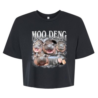 Moo Deng Cute Funny Hippo Bella+Canvas Jersey Crop Tee