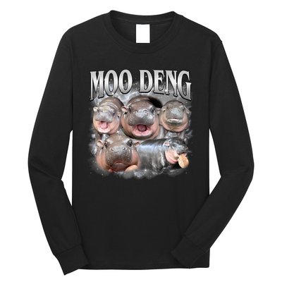 Moo Deng Cute Funny Hippo Long Sleeve Shirt