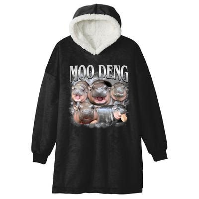 Moo Deng Cute Funny Hippo Hooded Wearable Blanket