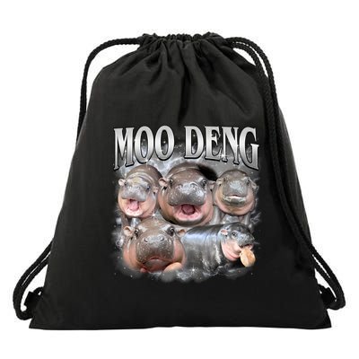 Moo Deng Cute Funny Hippo Drawstring Bag