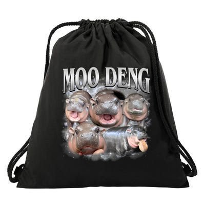 Moo Deng Cute Funny Hippo Drawstring Bag