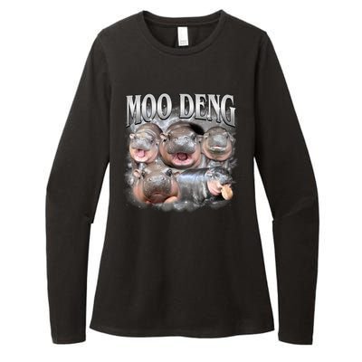 Moo Deng Cute Funny Hippo Womens CVC Long Sleeve Shirt