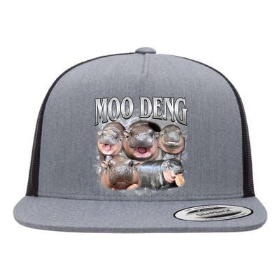 Moo Deng Cute Funny Hippo Flat Bill Trucker Hat