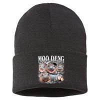 Moo Deng Cute Funny Hippo Sustainable Knit Beanie