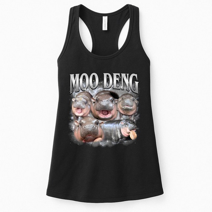 Moo Deng Cute Funny Hippo Womens Tank Top