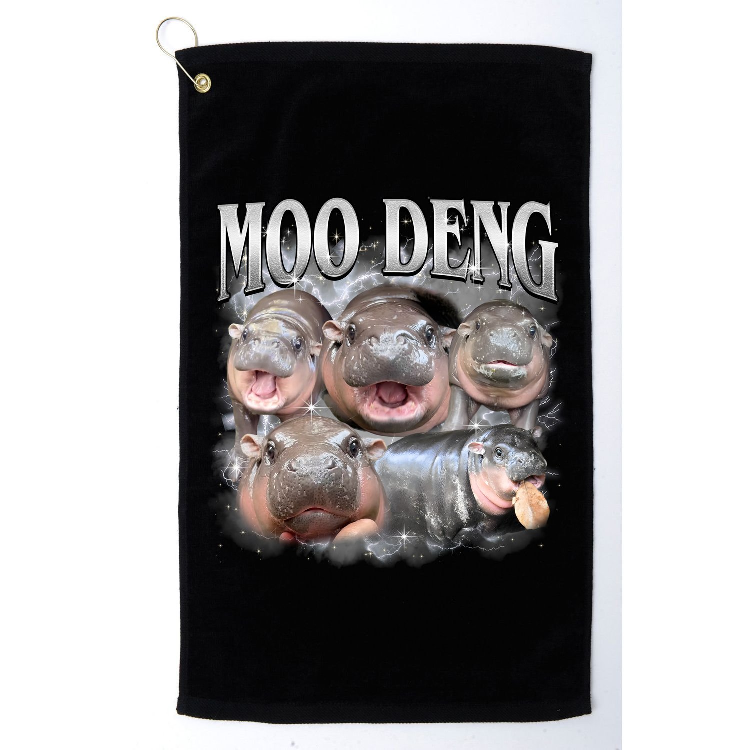 Moo Deng Cute Funny Hippo Golf Towel