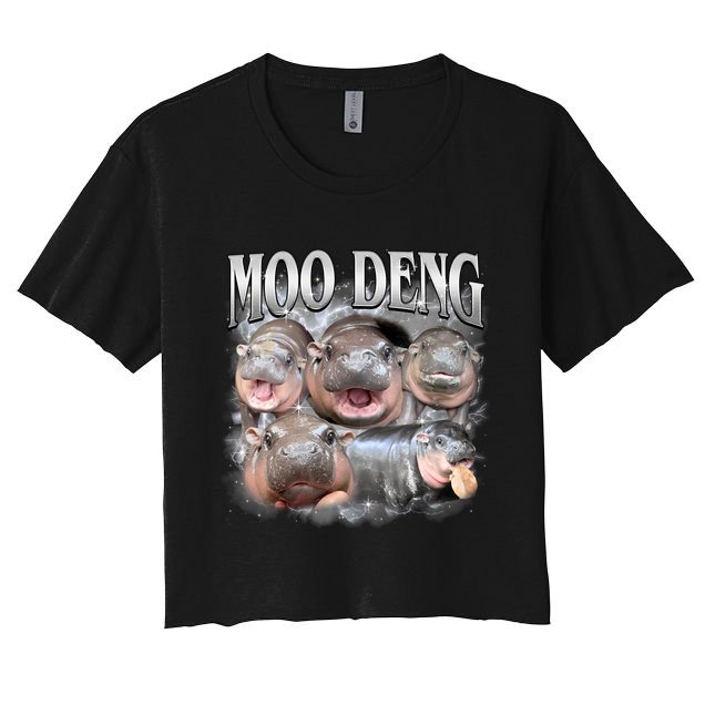 Moo Deng Cute Funny Hippo Crop Top