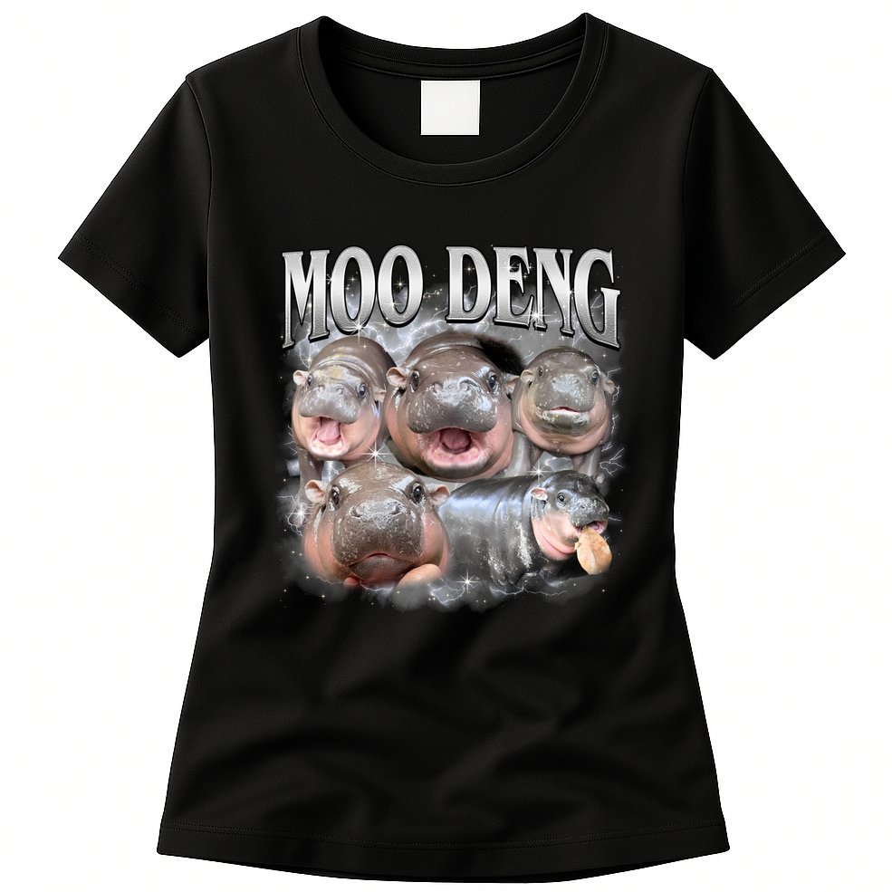 Moo Deng Cute Funny Hippo Womens T-Shirt