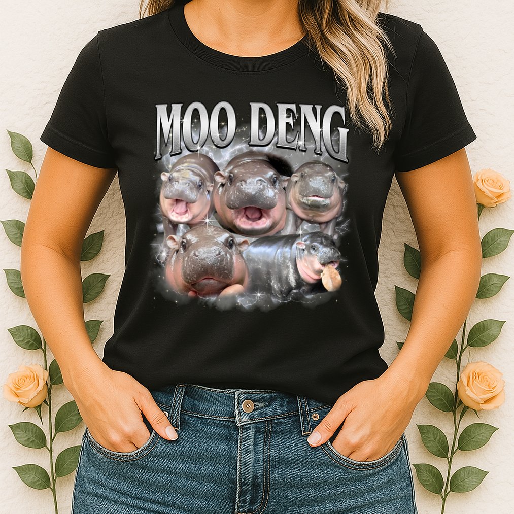 Moo Deng Cute Funny Hippo Womens T-Shirt
