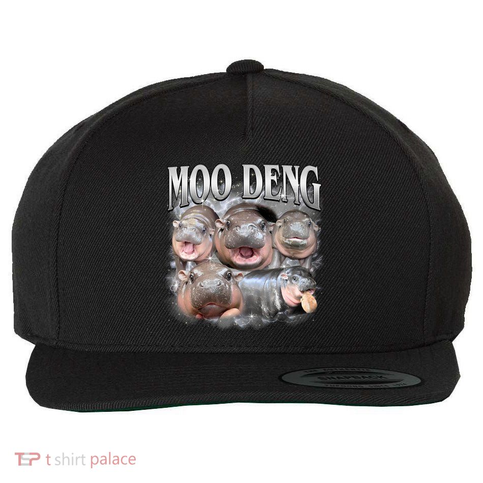 Moo Deng Cute Funny Hippo Wool Snapback Cap