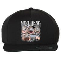 Moo Deng Cute Funny Hippo Wool Snapback Cap