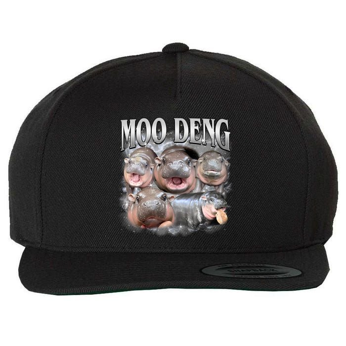 Moo Deng Cute Funny Hippo Wool Snapback Cap