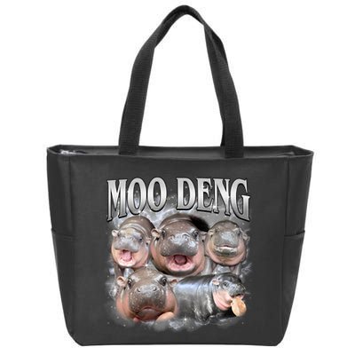 Moo Deng Cute Funny Hippo Zip Tote Bag