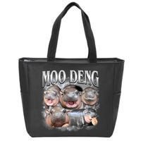 Moo Deng Cute Funny Hippo Zip Tote Bag