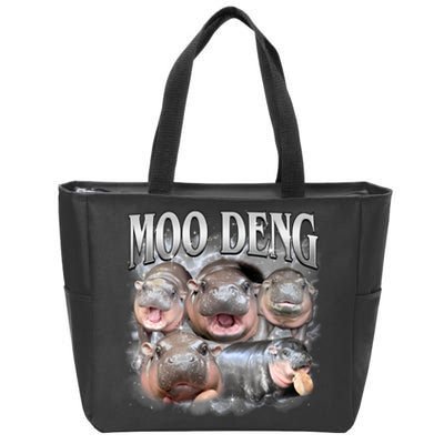 Moo Deng Cute Funny Hippo Zip Tote Bag