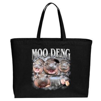 Moo Deng Cute Funny Hippo Cotton Canvas Jumbo Tote