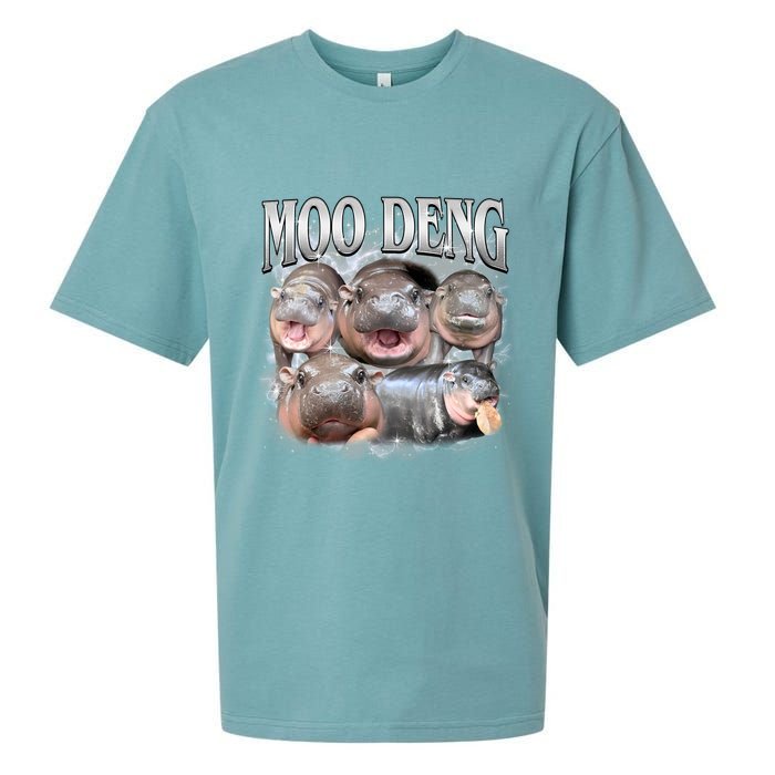 Moo Deng Cute Funny Hippo Sueded Cloud Jersey T-Shirt