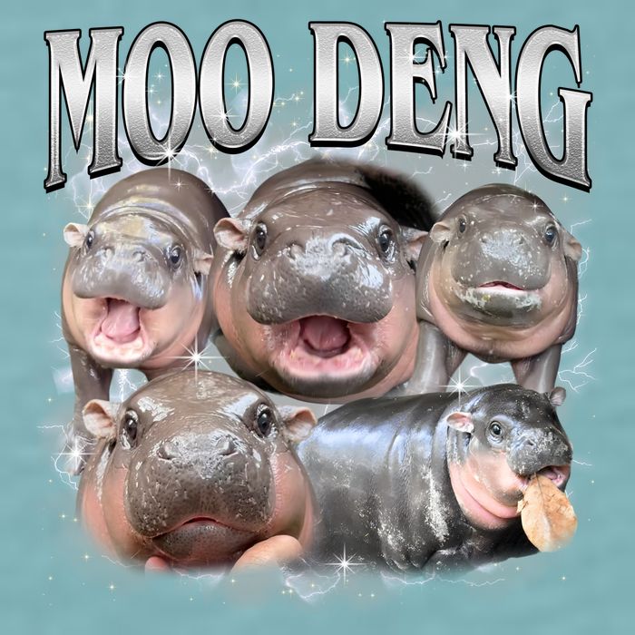 Moo Deng Cute Funny Hippo Sueded Cloud Jersey T-Shirt