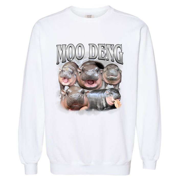 Moo Deng Cute Funny Hippo Garment-Dyed Sweatshirt