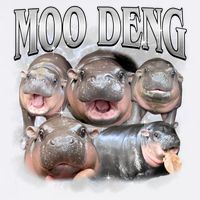 Moo Deng Cute Funny Hippo Garment-Dyed Sweatshirt
