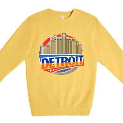 Modern Detroit City Scape Premium Crewneck Sweatshirt