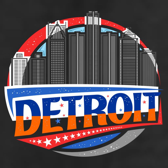 Modern Detroit City Scape Adult Drive Performance Visor