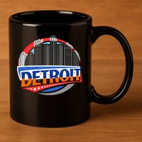 Modern Detroit City Scape 11oz C Handle Ceramic Mug