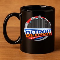 Modern Detroit City Scape 11oz C Handle Ceramic Mug