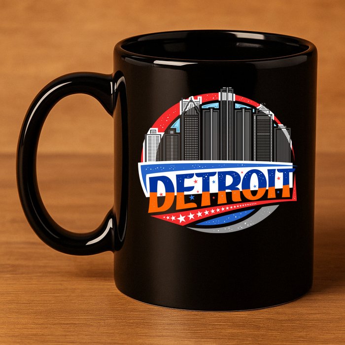 Modern Detroit City Scape 11oz C Handle Ceramic Mug