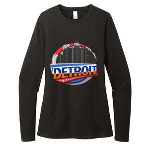 Modern Detroit City Scape Womens CVC Long Sleeve Shirt