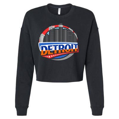 Modern Detroit City Scape Cropped Pullover Crew
