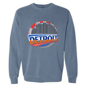 Modern Detroit City Scape Garment-Dyed Sweatshirt