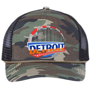 Modern Detroit City Scape Retro Rope Trucker Hat Cap