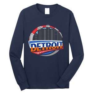 Modern Detroit City Scape Long Sleeve Shirt