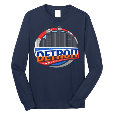 Modern Detroit City Scape Long Sleeve Shirt