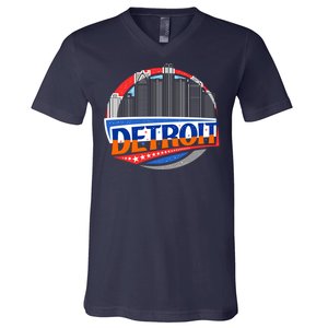 Modern Detroit City Scape V-Neck T-Shirt