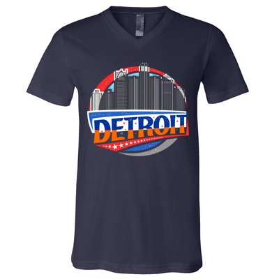 Modern Detroit City Scape V-Neck T-Shirt