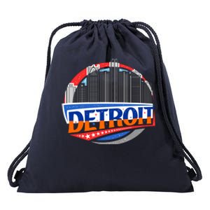 Modern Detroit City Scape Drawstring Bag