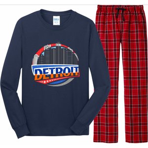 Modern Detroit City Scape Long Sleeve Pajama Set