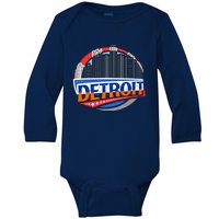 Modern Detroit City Scape Baby Long Sleeve Bodysuit