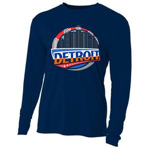 Modern Detroit City Scape Cooling Performance Long Sleeve Crew