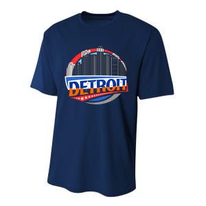 Modern Detroit City Scape Performance Sprint T-Shirt