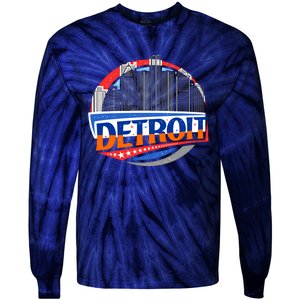 Modern Detroit City Scape Tie-Dye Long Sleeve Shirt