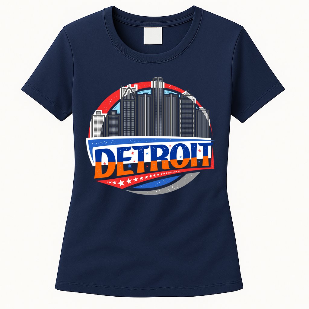 Modern Detroit City Scape Womens T-Shirt